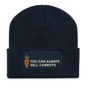 Du kannst immer Karotten verkaufen - Recycelte Patch Beanie - French Navy - Vorne