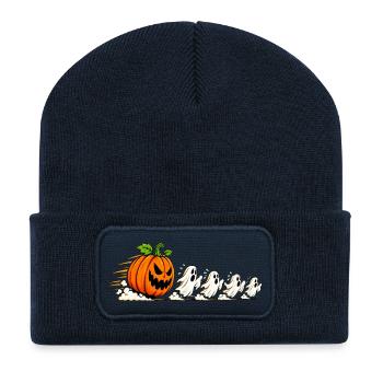 HALLOWEEN KÜRBIS GEIST - Recycelte Patch Beanie - French Navy - Vorne