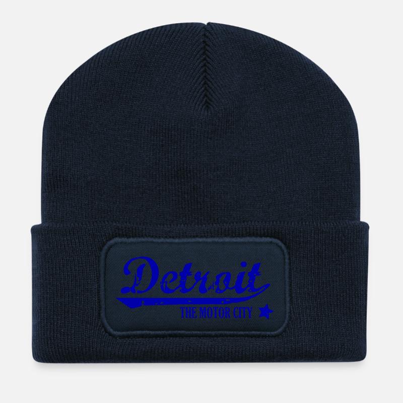 Detroit - Beanie recyclé à patch - bleu marine