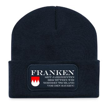 Franken schützt Norddeutschland vor den Bayern - Recycelte Patch Beanie - French Navy - Vorne