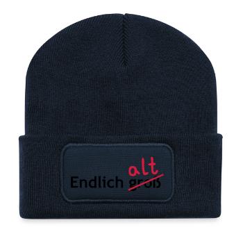 Endlich alt - Recycelte Patch Beanie - French Navy - Vorne
