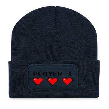 Player 1 in black - Recycelte Patch Beanie - French Navy - Vorne