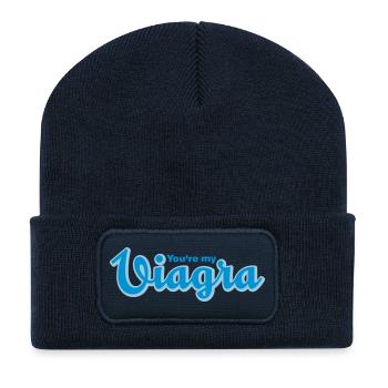 You are my Viagra | Du machst mich an - Beanie recyclé à patch - bleu marine - Devant