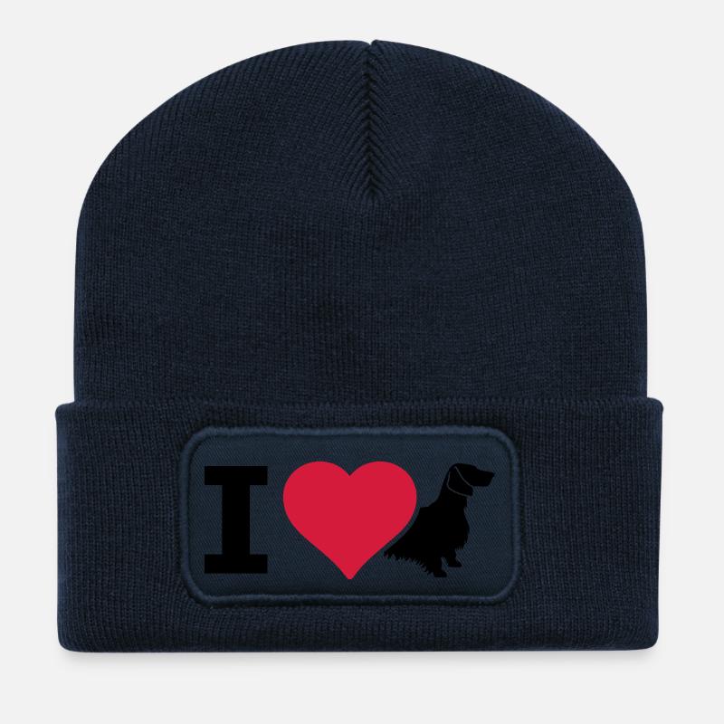IL Dachshund long-haired dachshund - Recycled Patch Beanie - french navy