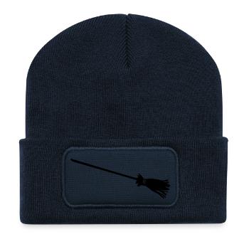 Balai de sorcière - Beanie recyclé à patch - bleu marine - Devant