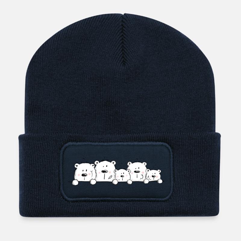 Funny Bear Team I Bear Strong Polar Bear family - Recycled Patch Beanie - french navy