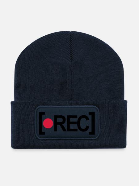 rec - Beanie recyclé à patch - bleu marine
