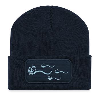 Smiley Sperm Gruppe 1 - Recycelte Patch Beanie - French Navy - Vorne