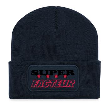 Facteur / Factrice / Poste / Papa / Maman - Beanie recyclé à patch - bleu marine - Devant