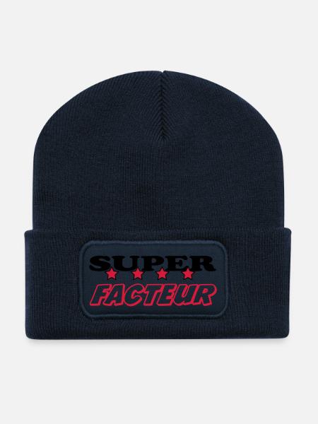 Facteur / Factrice / Poste / Papa / Maman - Beanie recyclé à patch - bleu marine