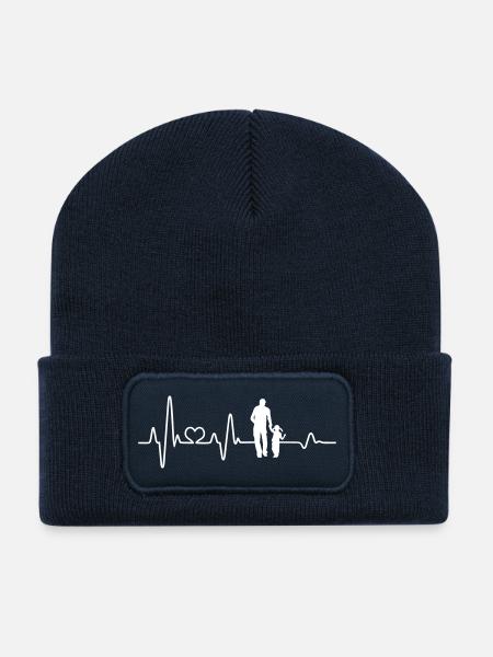 Bester Papa Vater Tochter Hand in Hand Herzschlag - Recycelte Patch Beanie - French Navy
