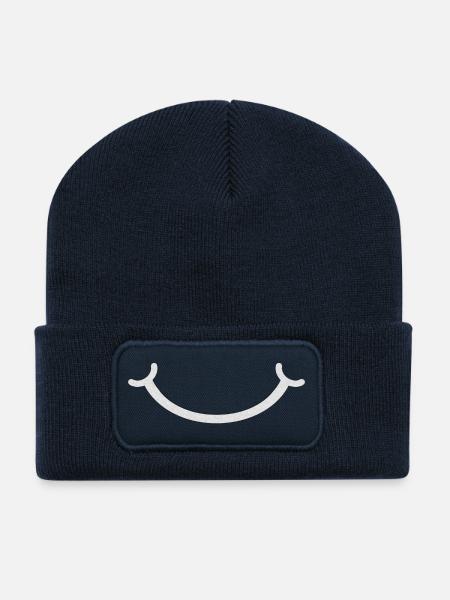 Lächeln [weiß abgeschnitten] - Recycelte Patch Beanie - French Navy