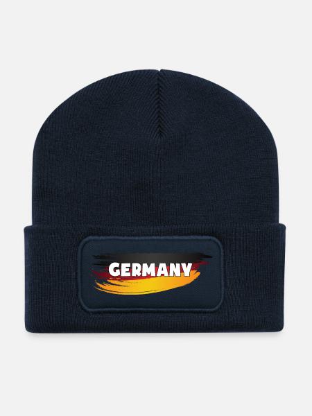 Germany Pinselstrich Flagge Fahne Heimatliebe - Recycelte Patch Beanie - French Navy
