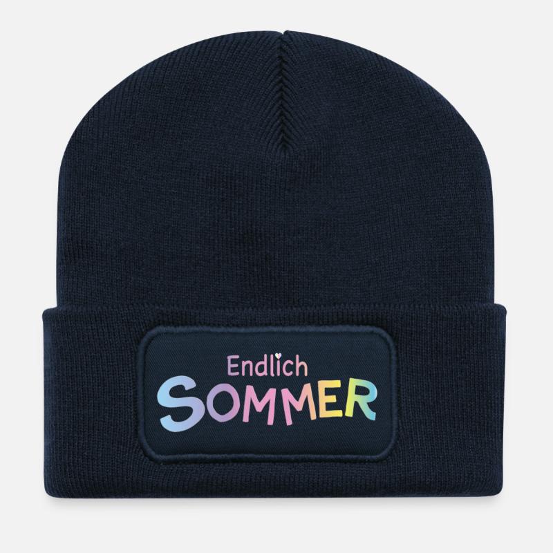 Endlich Sommer Pastellbuchstaben - Recycelte Patch Beanie - French Navy