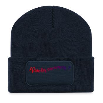VIVE LES VACANCES. VACANCES. BONNES VACANCES - Beanie recyclé à patch - bleu marine - Devant