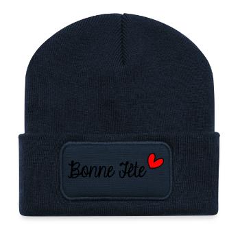 BONNE FÊTE. FÊTE DES MÈRES. FÊTE DES PÈRES. FÊTE - Beanie recyclé à patch - bleu marine - Devant