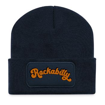 Rockabilly Retro Design in Vintage Art - Recycelte Patch Beanie - French Navy - Vorne