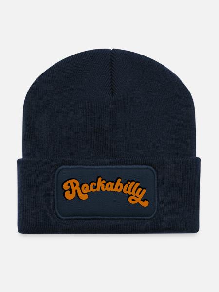 Rockabilly Retro Design in Vintage Art - Recycelte Patch Beanie - French Navy