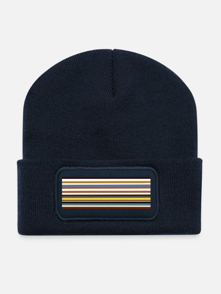 Designklassiker Streifen-Muster Vintage - Recycelte Patch Beanie - French Navy