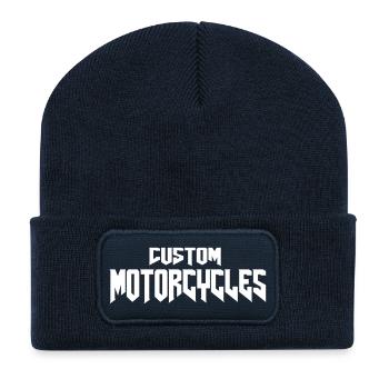 Motos personnalisées Chopper Biker - Beanie recyclé à patch - bleu marine - Devant