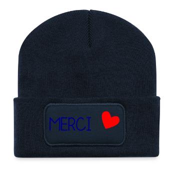 MERCI. MAÎTRESSE. MAÎTRE. MERCI MAÎTRESSE - Beanie recyclé à patch - bleu marine - Devant
