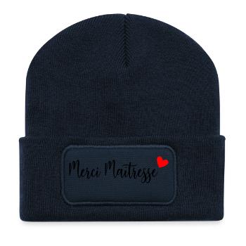 MAÎTRESSE. MERCI. MERCI MAÎTRESSE - Beanie recyclé à patch - bleu marine - Devant