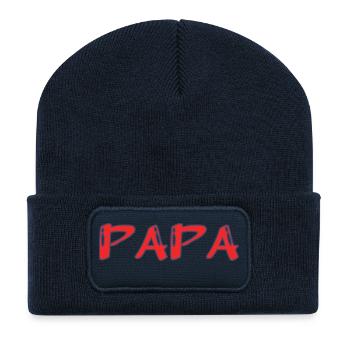 PAPA. VATERTAG. ALLES GUTE ZUM GEBURTSTAG, PAPA. ALLES GUTE ZUM GEBURTSTAG. - Recycelte Patch Beanie - French Navy - Vorne