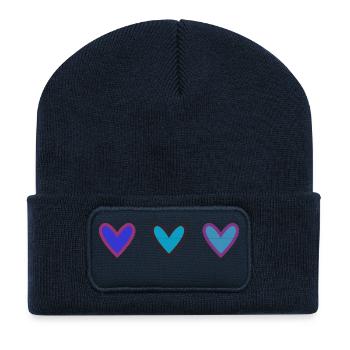 HERZ. PAAR. GERADE VERHEIRATET. Junggesellinnenabschied. HEILIGER VALENTINSTAG. - Recycelte Patch Beanie - French Navy - Vorne