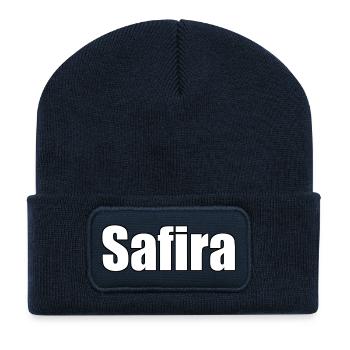 Safira - (Human Name) - Recycled Patch Beanie - french navy - Front