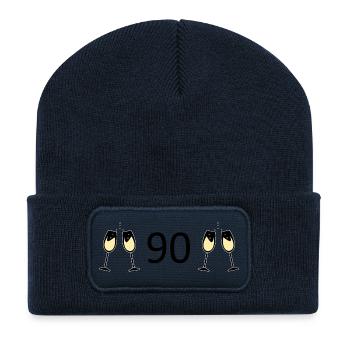 90th Birthday 90th Anniversary 90 Number 90 Black - Recycled Patch Beanie - french navy - Front