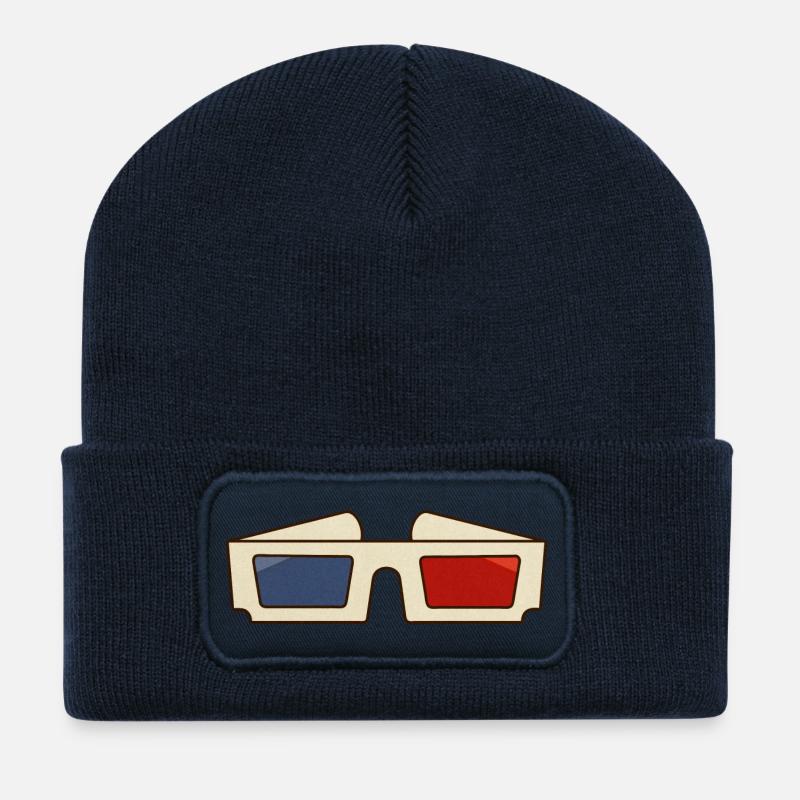 Retro Movie 3d Glasses - Recycled Patch Beanie - french navy