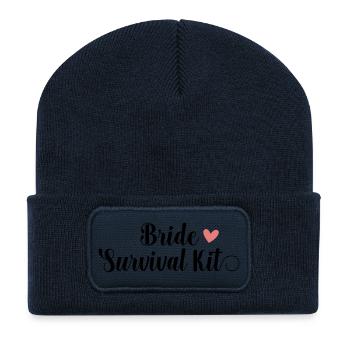 Bride Survival Kit! Customizable - Recycled Patch Beanie - french navy - Front