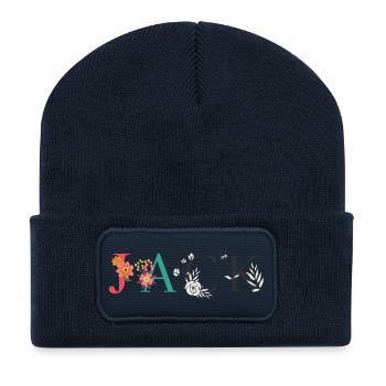 JACK Namenskunst mit gestickten Blumen - Recycelte Patch Beanie - French Navy - Vorne