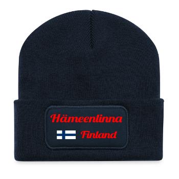 Hämeenlinna Finnland - Stylische Drucke - Recycelte Patch Beanie - French Navy - Vorne