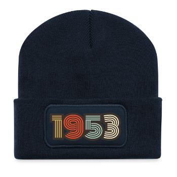 1953 rétro vintage - Beanie recyclé à patch - bleu marine - Devant