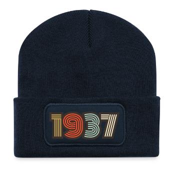 1937 rétro vintage - Beanie recyclé à patch - bleu marine - Devant