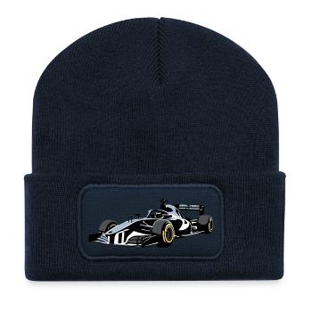 Formulaire 1 Autocollant de voiture - Conception de voiture de sport - Beanie recyclé à patch - bleu marine - Devant
