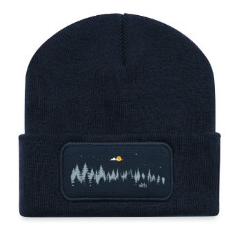 Scène de vélo de forêt au clair de lune - Beanie recyclé à patch - bleu marine - Devant