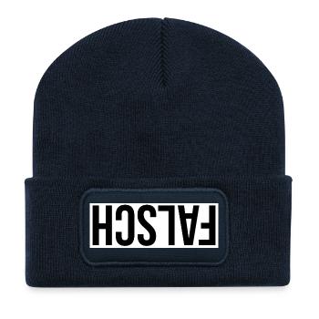 FALSCH White and Black by Falsches Design - Recycelte Patch Beanie - French Navy - Vorne