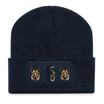 Chien de berger - Beanie recyclé à patch - bleu marine - Devant
