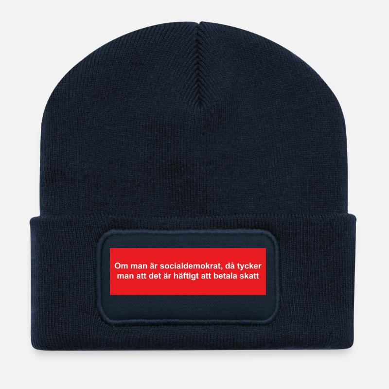 Sozialdemokratischer Slogan, inspirierendes Design - Recycelte Patch Beanie - French Navy