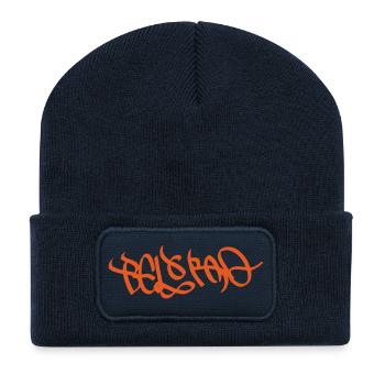 Belgrade Urban Graffiti Art Print on Clothing - Recycled Patch Beanie - french navy - Front