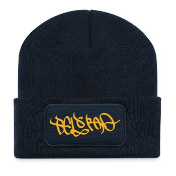 Belgrade Street Art Doré - Beanie recyclé à patch - bleu marine - Devant