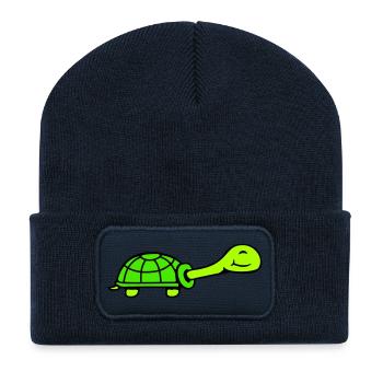 turtle cute smiling happy funny - Recycled Patch Beanie - french navy - Front