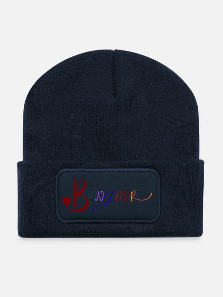 Bonjour mignon français salutation design - Beanie recyclé à patch - bleu marine