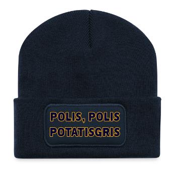 Police Police Boule de Patate Typographie - Beanie recyclé à patch - bleu marine - Devant