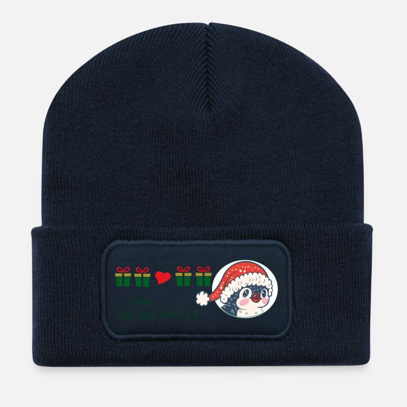 Oma liebt dich sehr lieb Weihnachten - Recycelte Patch Beanie - French Navy