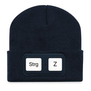 Strg + Z - Recycelte Patch Beanie - French Navy - Vorne