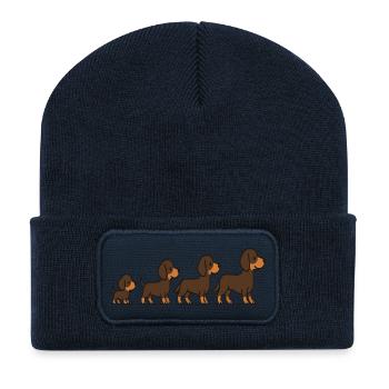 Dog Growth Stages Puppy to Adult Illustration Art - Recycled Patch Beanie - french navy - Front