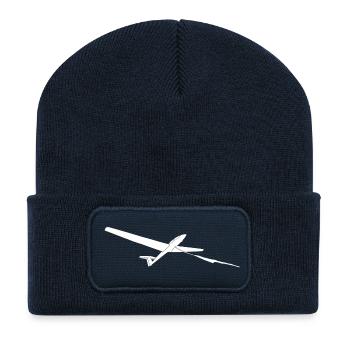 Segelflugzeug Windenstart Segelfliegen Pilot Logo - Recycelte Patch Beanie - French Navy - Vorne